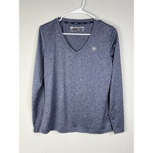 Ariat Tek Laguna Heat Series Top Women's M Blue V-Neck Performance Long Sleeve